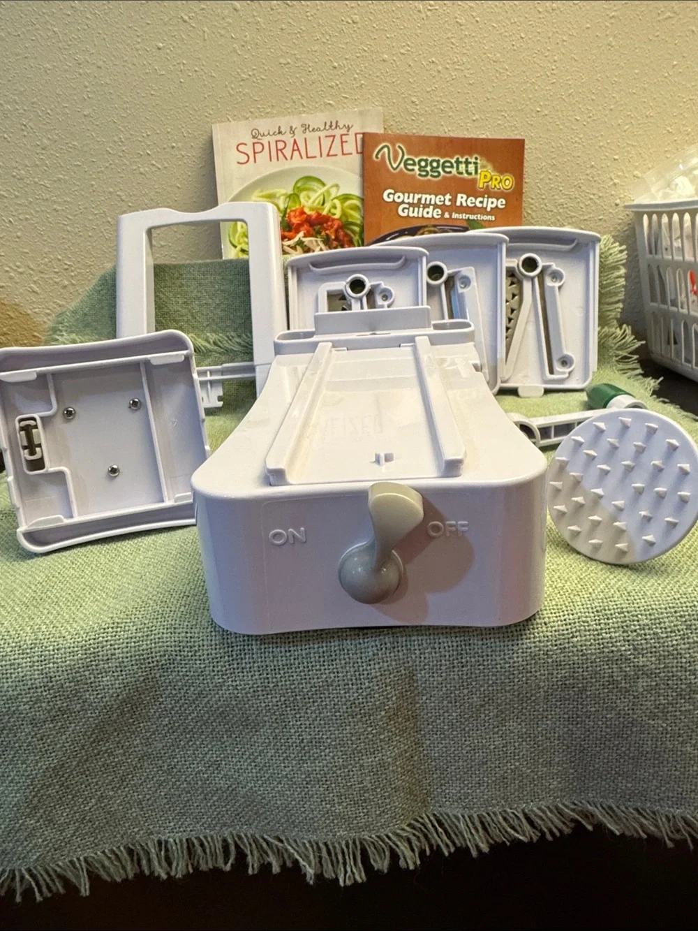 Pro White and Green Vegetable Spiralizer and Like-New Cookbook